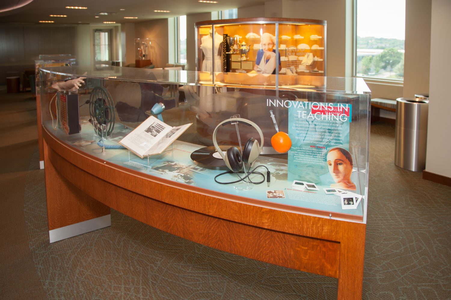 A museum display of nursing history at Cooper Hall
