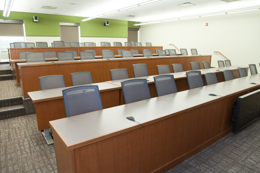 A tiered classroom in Cooper Hall.
