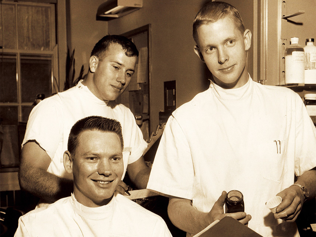 In 1960, the first male students are admitted to the School of Nursing.