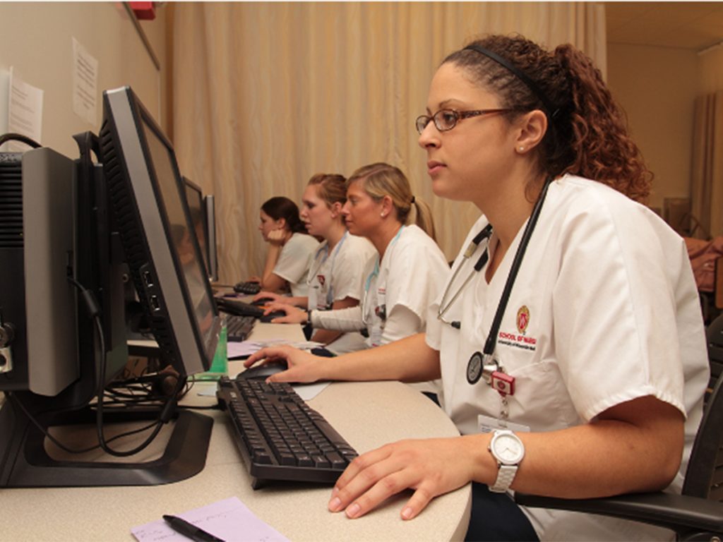 Students in the Collaborative Nursing Program, which allows practicing nurses to complete a BS in nursing. The program was renamed BSN@Home in 2006.