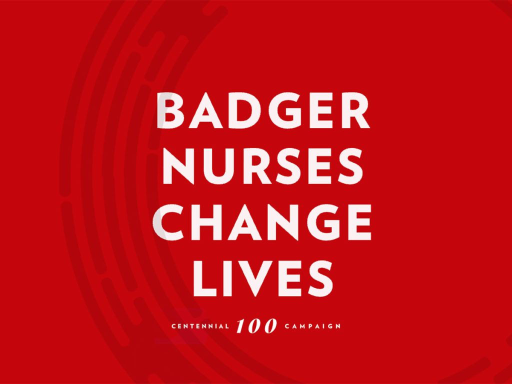 Badger Nurses Change Lives logo - white text on a red background