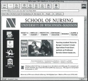 One of the first iterations of the UW–Madison School of Nursing's website, circa 1997.