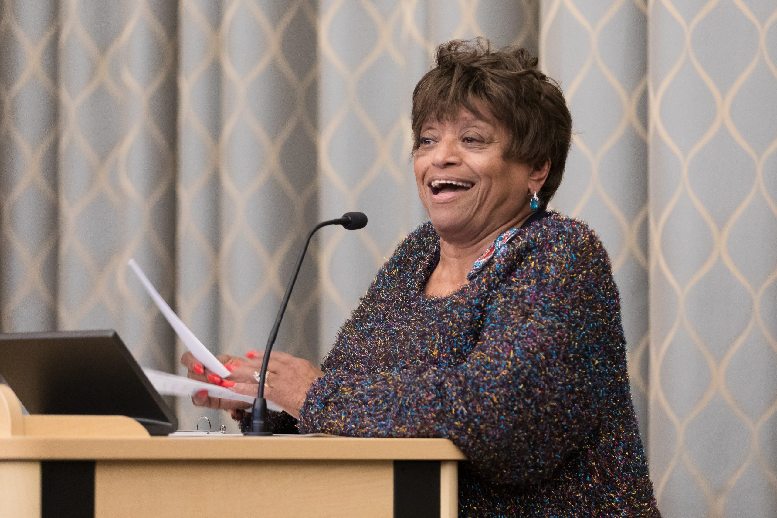 Barbara L. Nichols addresses the audience.