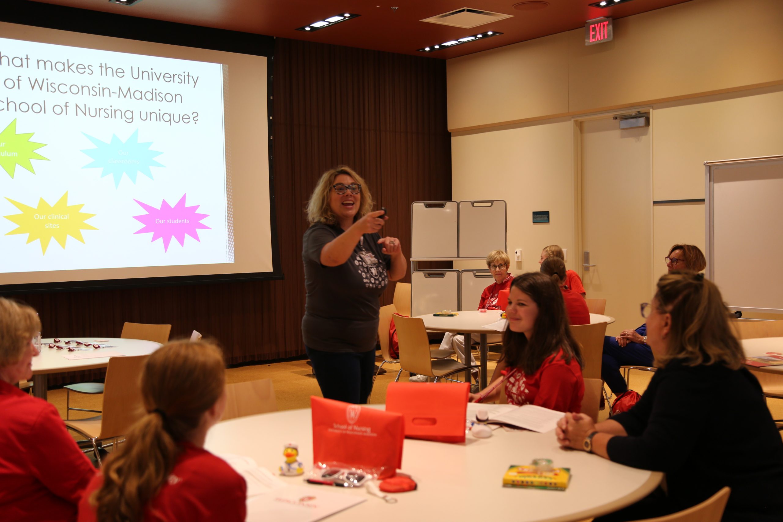 Clinical Instructor Britta Lothary welcomes participants to the School of Nursing.