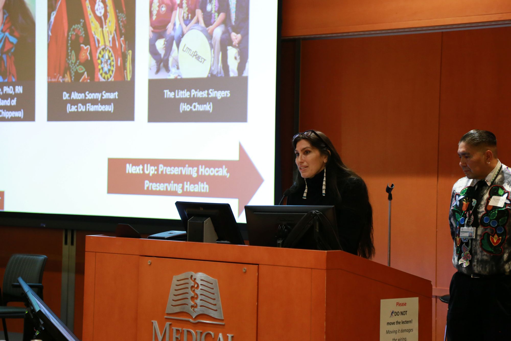 Jeneile Luebke, PhD, RN (Bad River Band of Lake Superior Chippewa) welcomed participants and speakers to the 2024 Native Nations Nursing, Helpers, and Healers Summit.