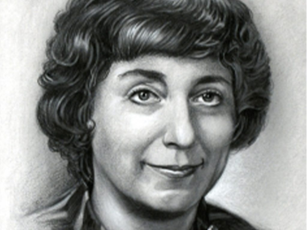A charcoal portrait of Valencia Prock