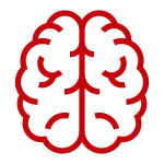 A red icon of a brain