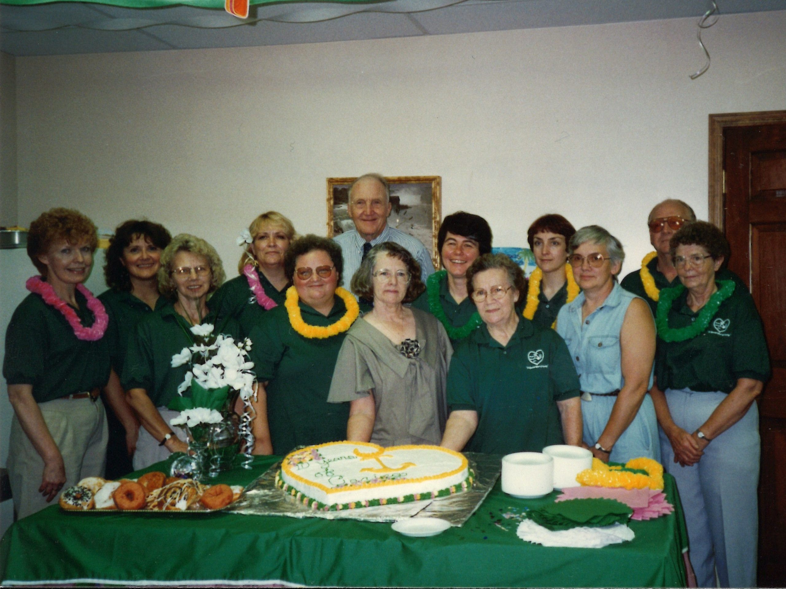Some of the hospice team at a celebration of the 10-year anniversary on 8/13/95.
