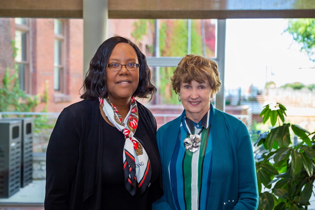 Linda D. Scott and Vivian Littlefield at the Tea with the Deans event in 2019.