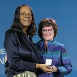 Dean Emerit Scott and Connie Delaney, PhD, RN, FAAN, FACMI, Professor and Dean, University of Minnesota at the American Academy of Nursing.