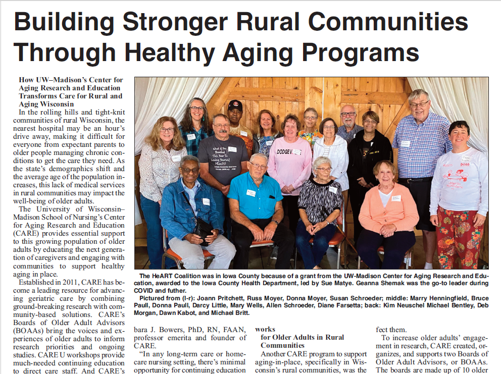 A newspaper clipping from the Dodgeville Chronicle shows the members of the heART coalition in Iowa County.