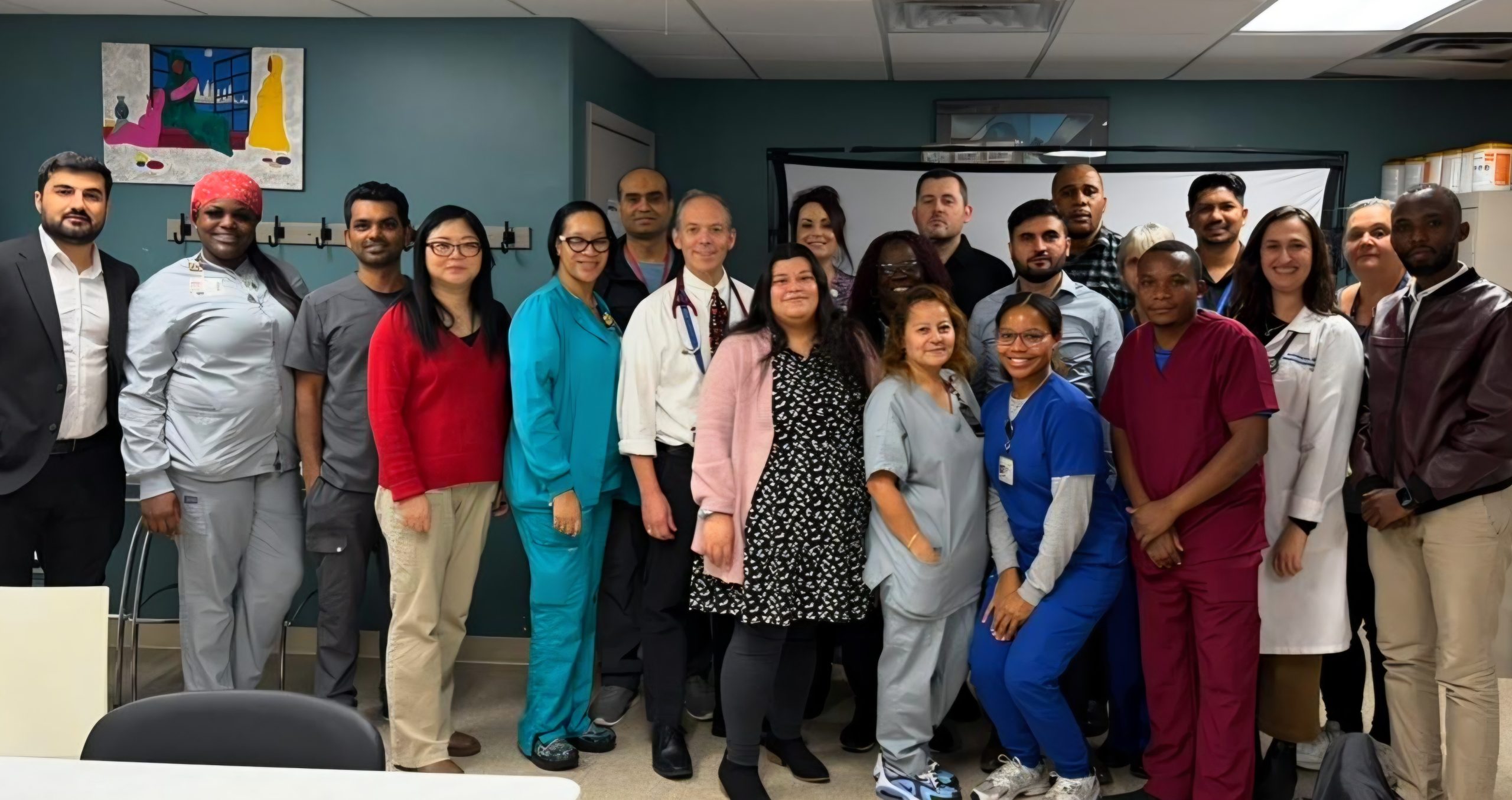 Autumn Henze with coworkers at a clinic for refugees.